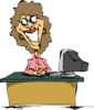 Woman At A Desk Clip Art